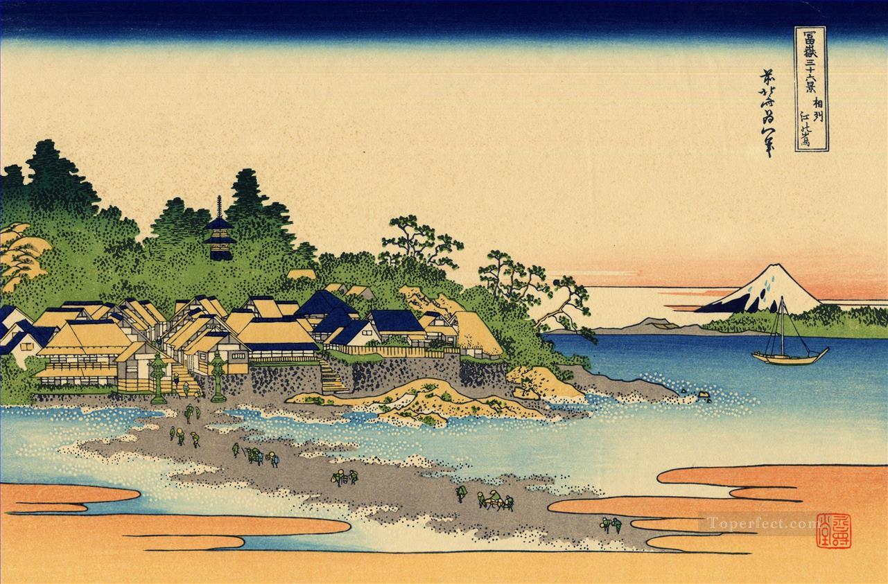相模国の江の島 葛飾北斎浮世絵油絵